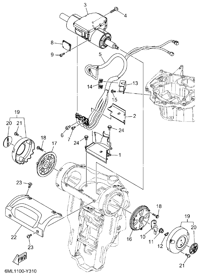 Yamaha F350BST, FL350BST BRACKET 3 parts diagram